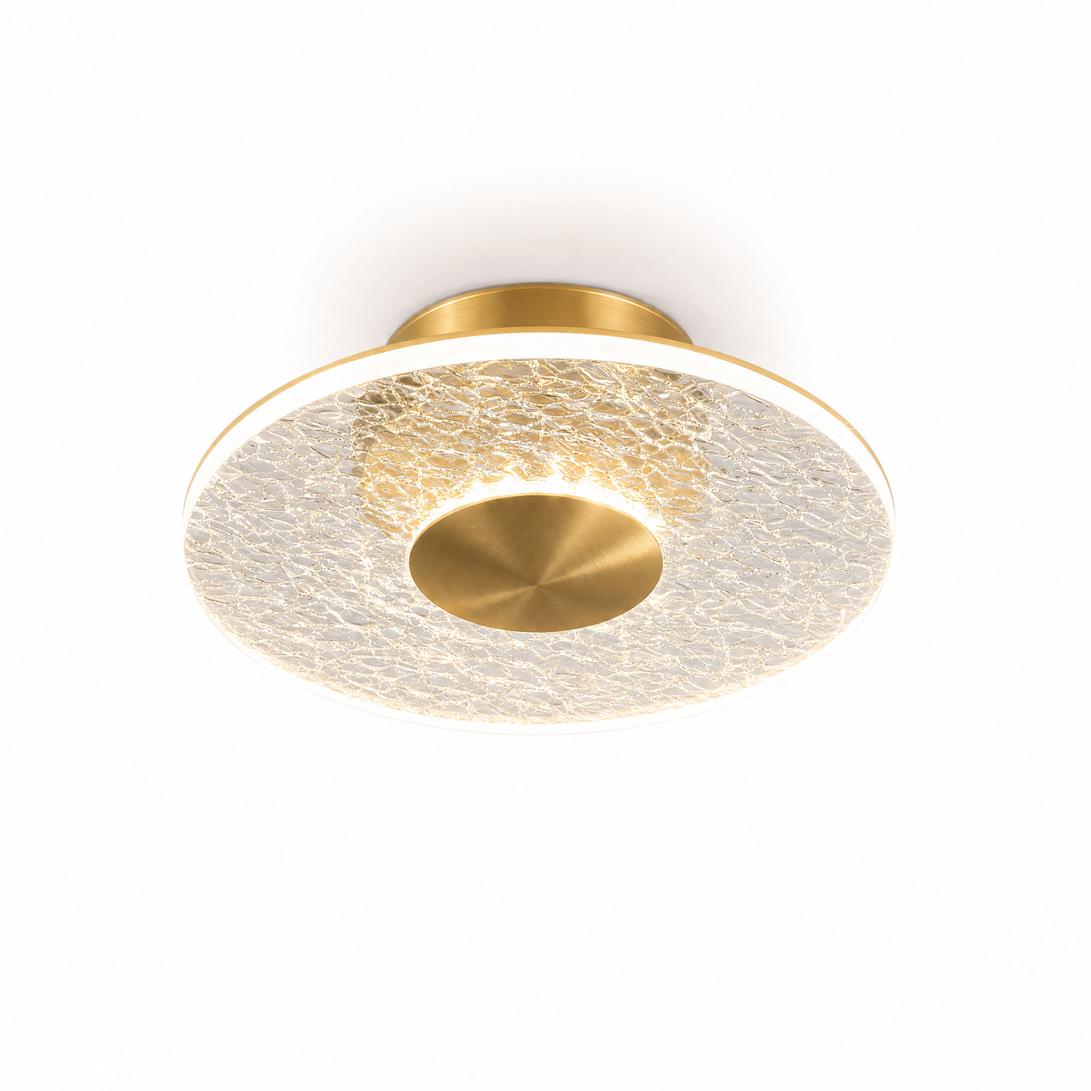 Crystal Halo LED Flush Ceiling Light — Cut Crystal Ring Hallway Fixture