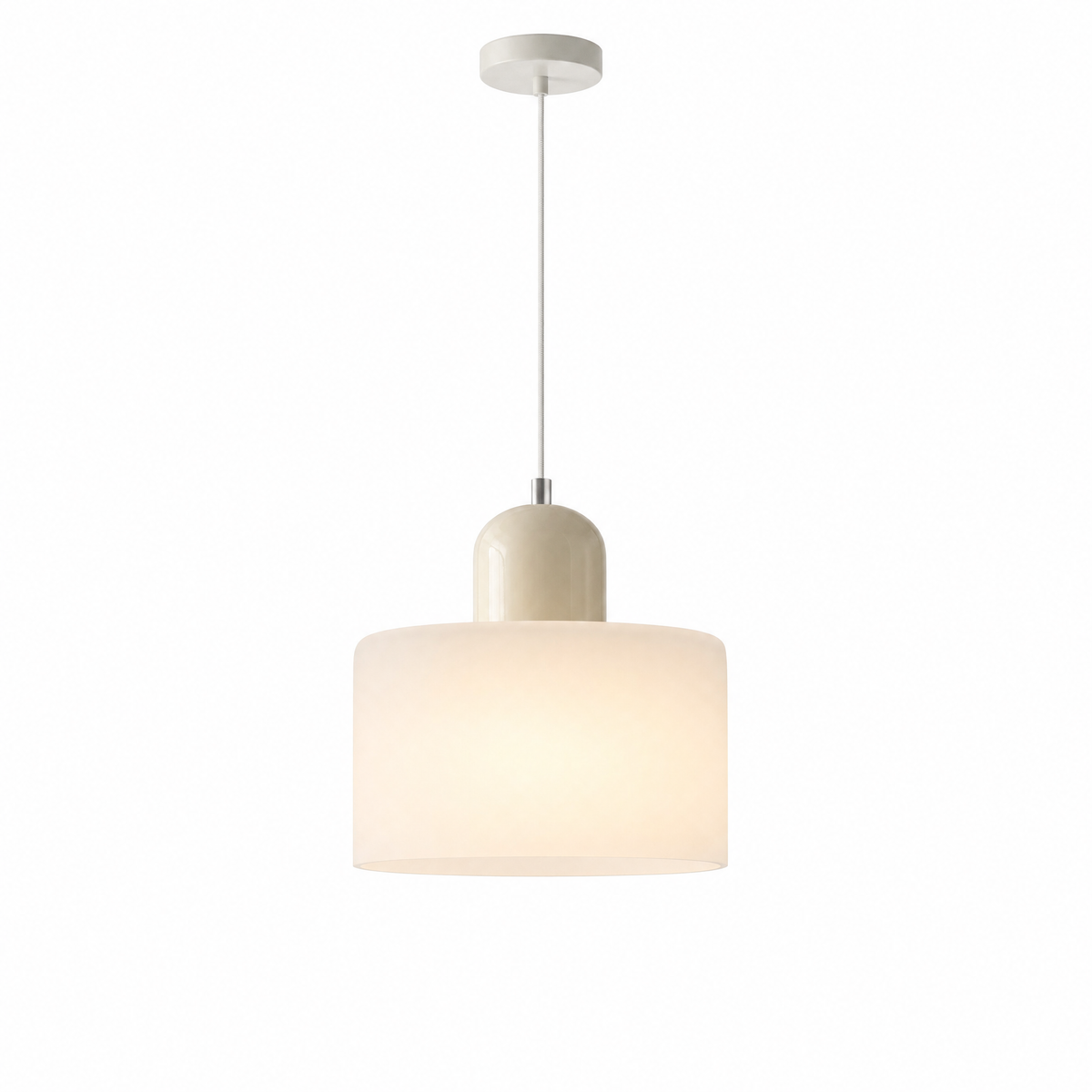Frosted Glass Cylinder Pendant Light — Minimalist Diffused LED Ceiling Lamp