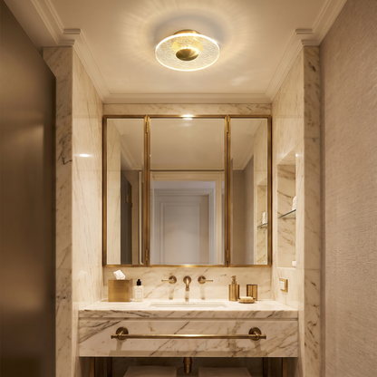 Crystal Halo LED Flush Ceiling Light — Cut Crystal Ring Hallway Fixture