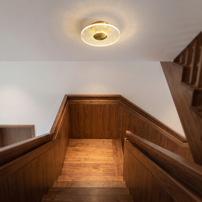 Crystal Halo LED Flush Ceiling Light — Cut Crystal Ring Hallway Fixture