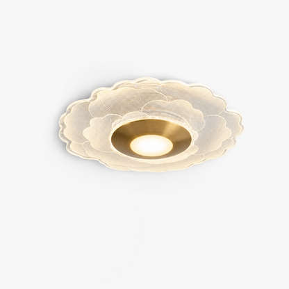 Crystal Flower LED Flush Ceiling Light — Scalloped Petal Hallway Fixture