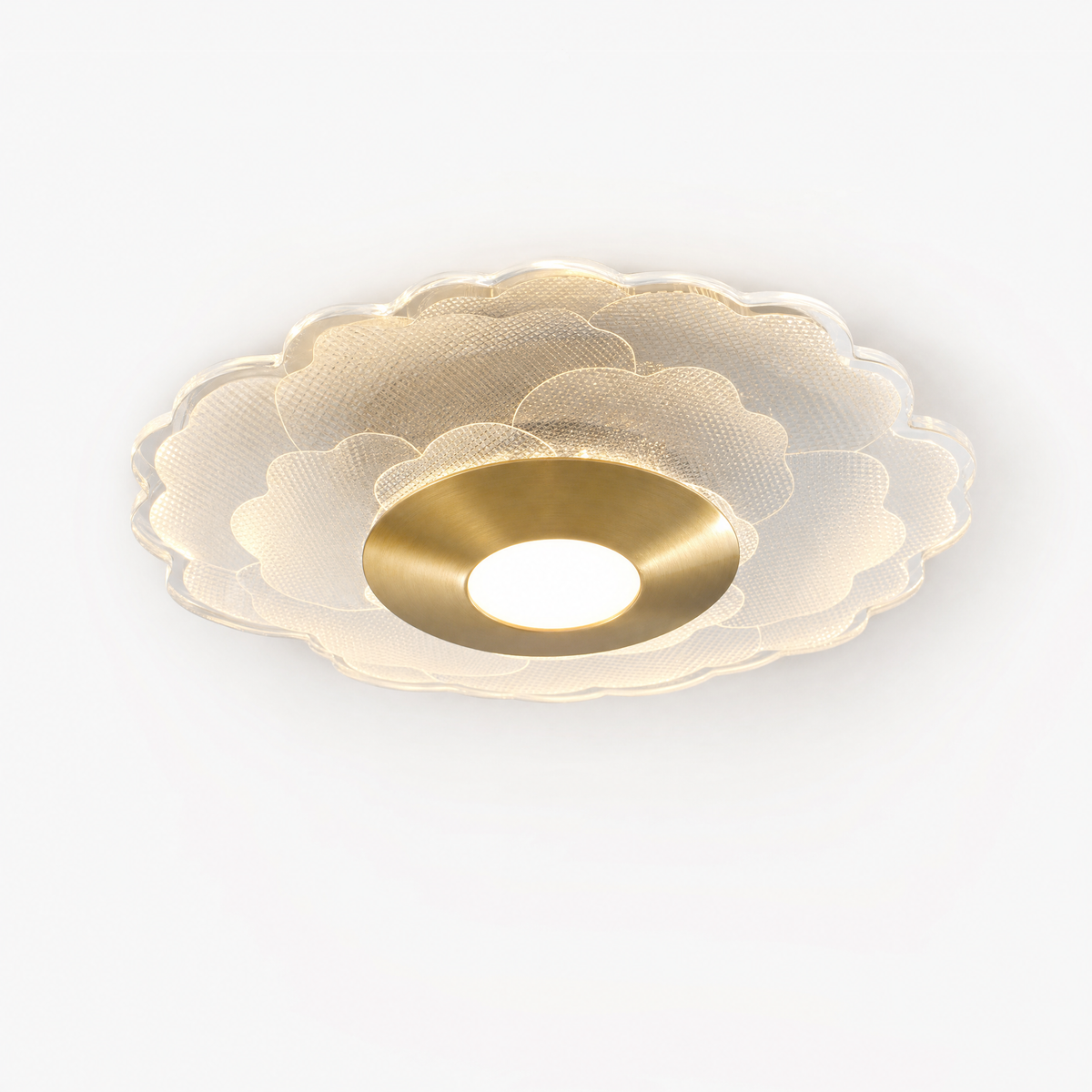 
Crystal Flower LED Flush Ceiling Light — Scalloped Petal Hallway Fixture