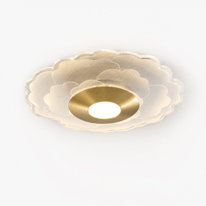 Crystal Flower LED Flush Ceiling Light — Scalloped Petal Hallway Fixture
