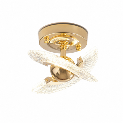 Crystal Butterfly LED Flush Ceiling Light — Ribbed Crystal Wing Fixture