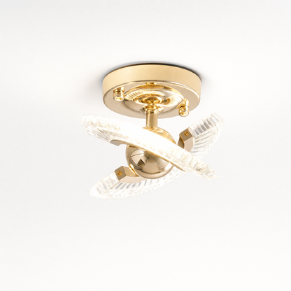 Crystal Butterfly LED Flush Ceiling Light — Ribbed Crystal Wing Fixture