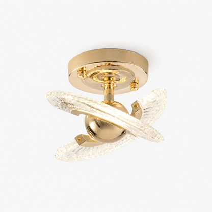 Crystal Butterfly LED Flush Ceiling Light — Ribbed Crystal Wing Fixture
