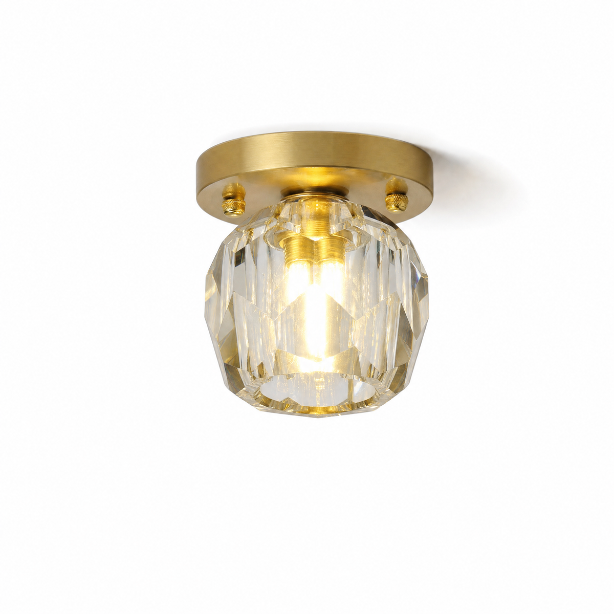 
Faceted Crystal Drum LED Flush Ceiling Light — Jewel Hallway Fixture