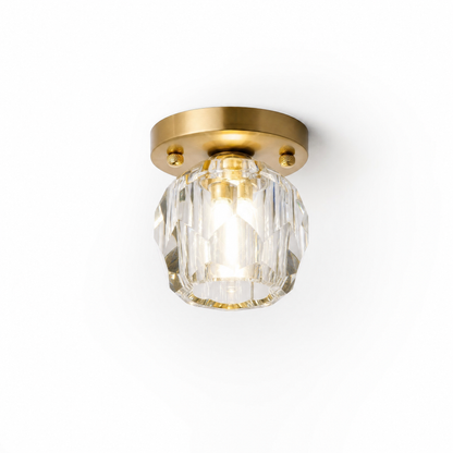 Faceted Crystal Drum LED Flush Ceiling Light — Jewel Hallway Fixture