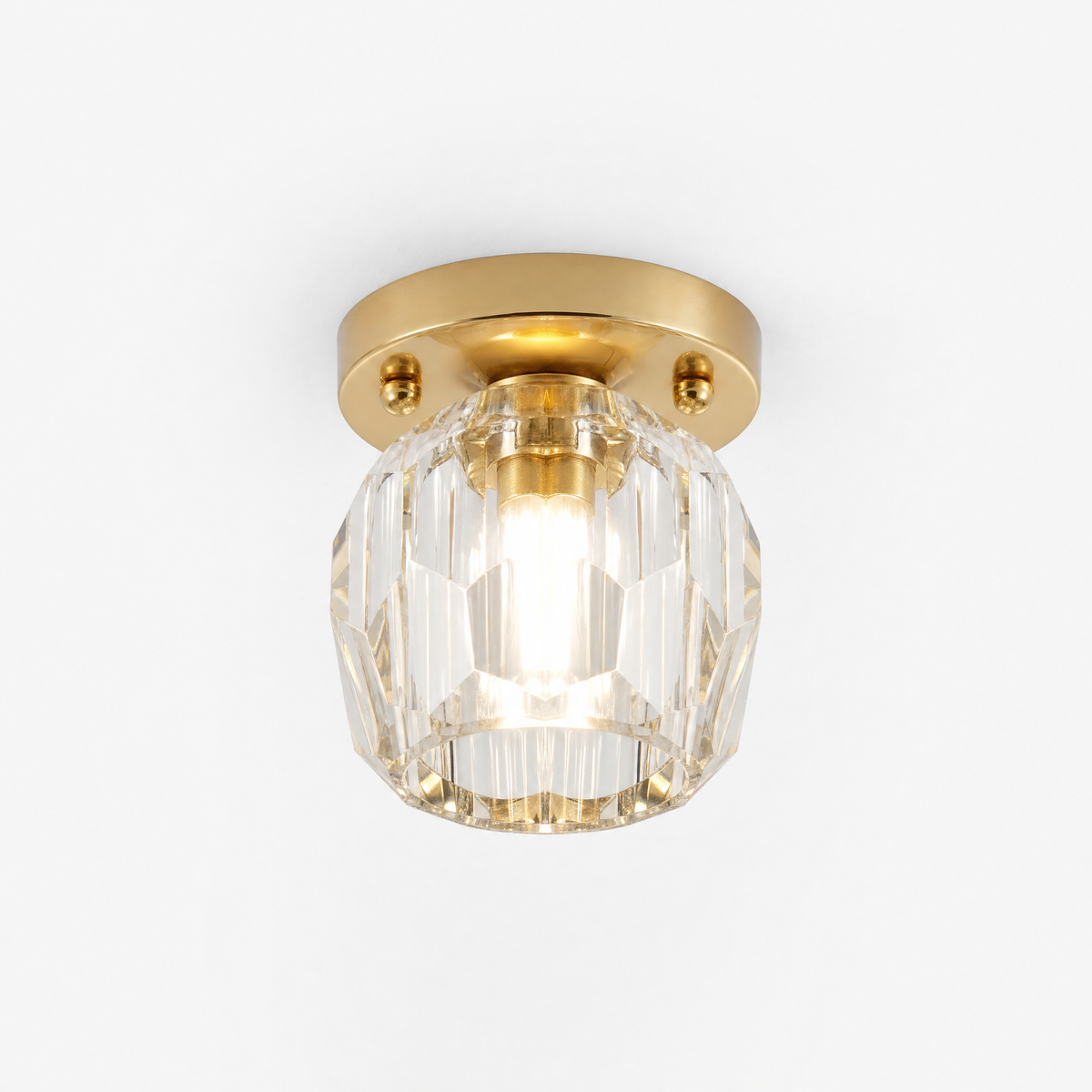 
Faceted Crystal Drum LED Flush Ceiling Light — Jewel Hallway Fixture