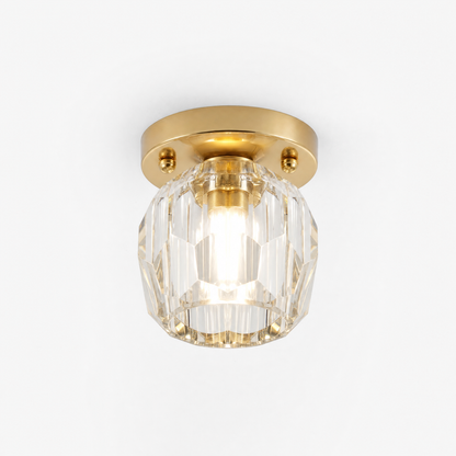 Faceted Crystal Drum LED Flush Ceiling Light — Jewel Hallway Fixture