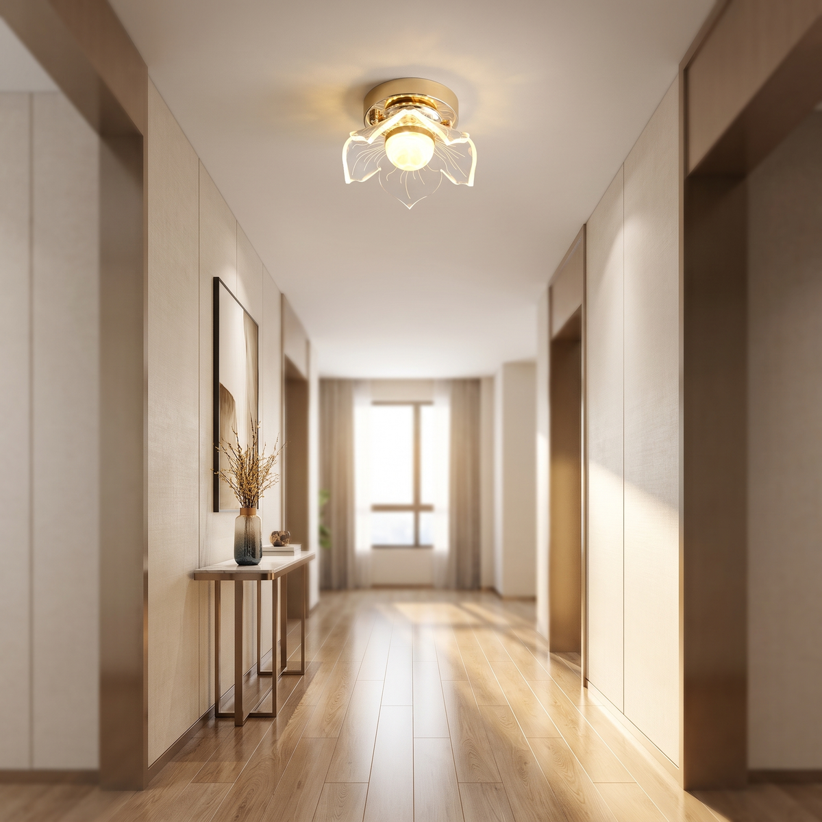 
Crystal Lotus LED Flush Ceiling Light — Petal Hallway & Entryway Fixture