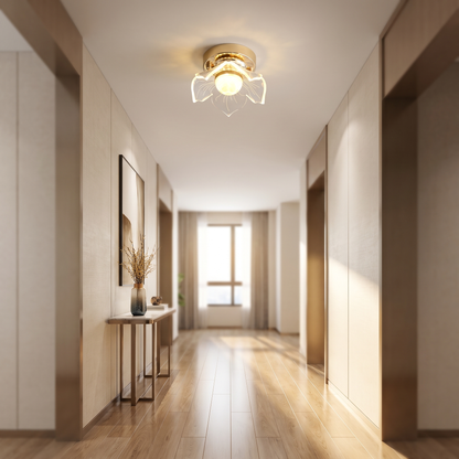 Crystal Lotus LED Flush Ceiling Light — Petal Hallway & Entryway Fixture