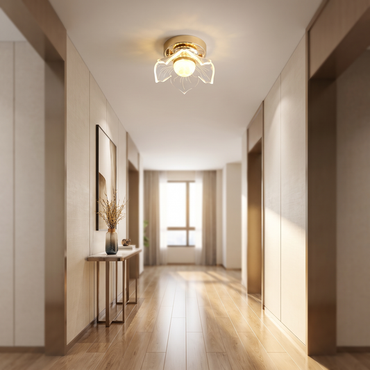 
Crystal Lotus LED Flush Ceiling Light — Petal Hallway & Entryway Fixture