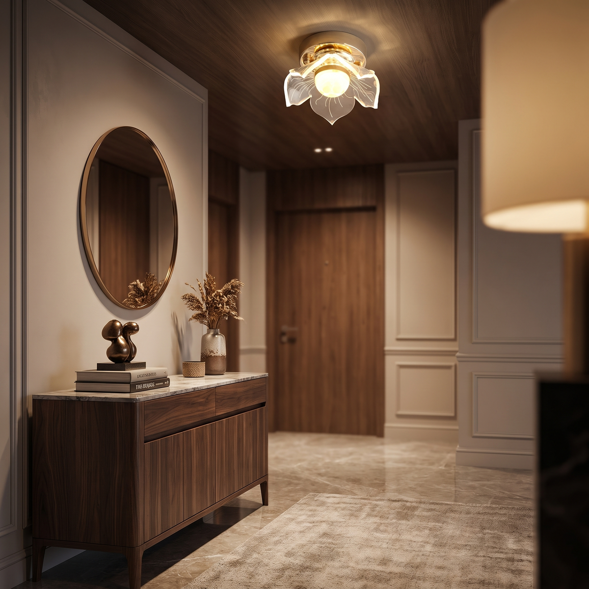
Crystal Lotus LED Flush Ceiling Light — Petal Hallway & Entryway Fixture