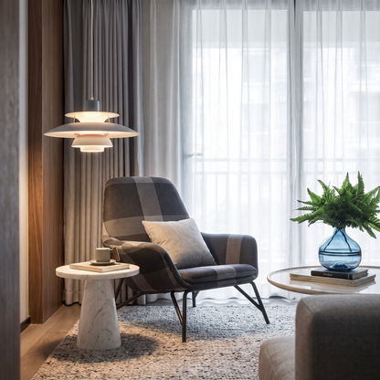 Tiered Louvre Pendant Light — Modern Layered Aluminium Dining Ceiling Lamp