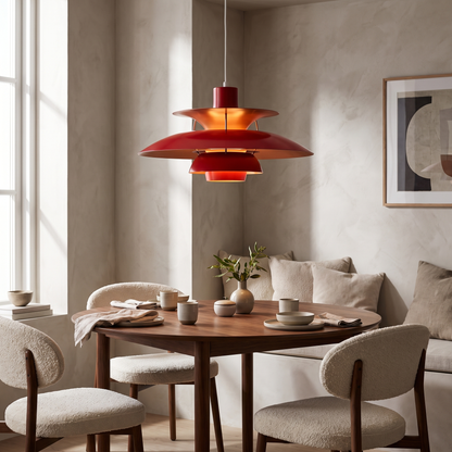 Tiered Louvre Pendant Light — Modern Layered Aluminium Dining Ceiling Lamp