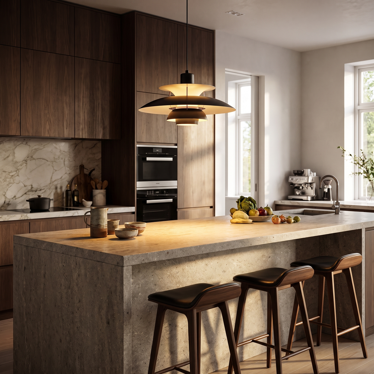
Tiered Louvre Pendant Light — Modern Layered Aluminium Dining Ceiling Lamp