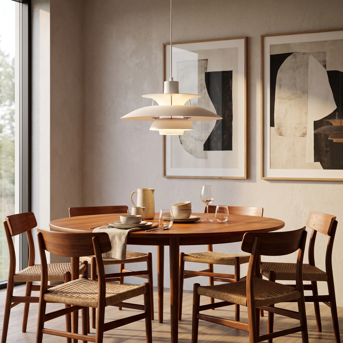 
Tiered Louvre Pendant Light — Modern Layered Aluminium Dining Ceiling Lamp