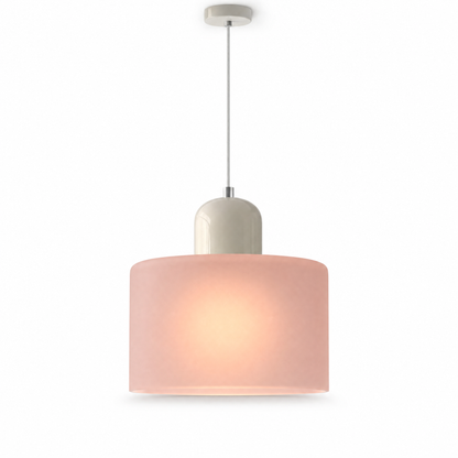 Frosted Glass Cylinder Pendant Light — Minimalist Diffused LED Ceiling Lamp