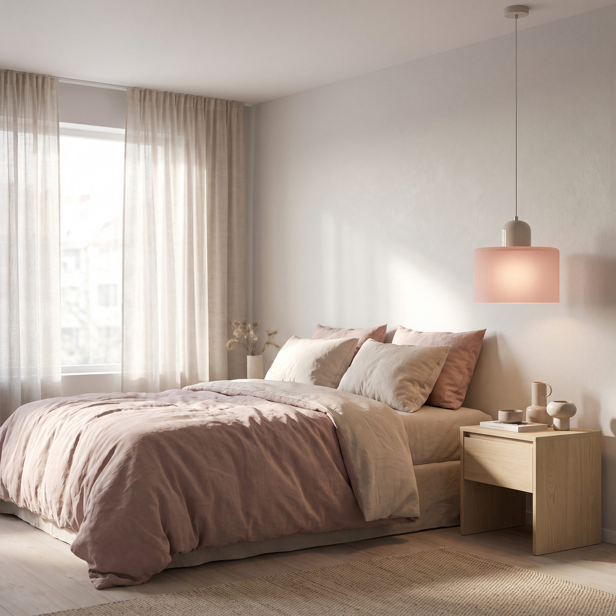 
Frosted Glass Cylinder Pendant Light — Minimalist Diffused LED Ceiling Lamp