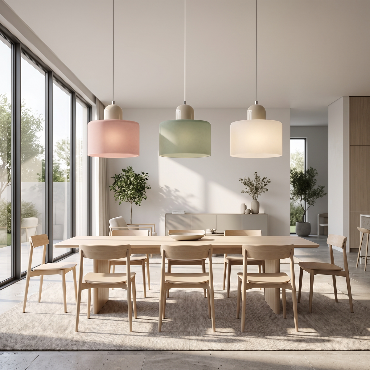 
Frosted Glass Cylinder Pendant Light — Minimalist Diffused LED Ceiling Lamp